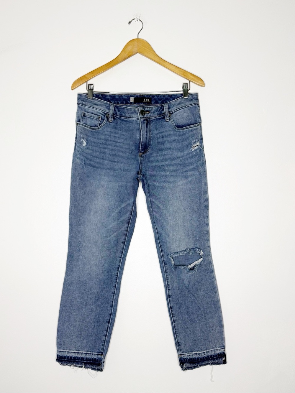 KUT from the Kloth Reese Ankle Straight Jeans Women’s Size 6 Distressed